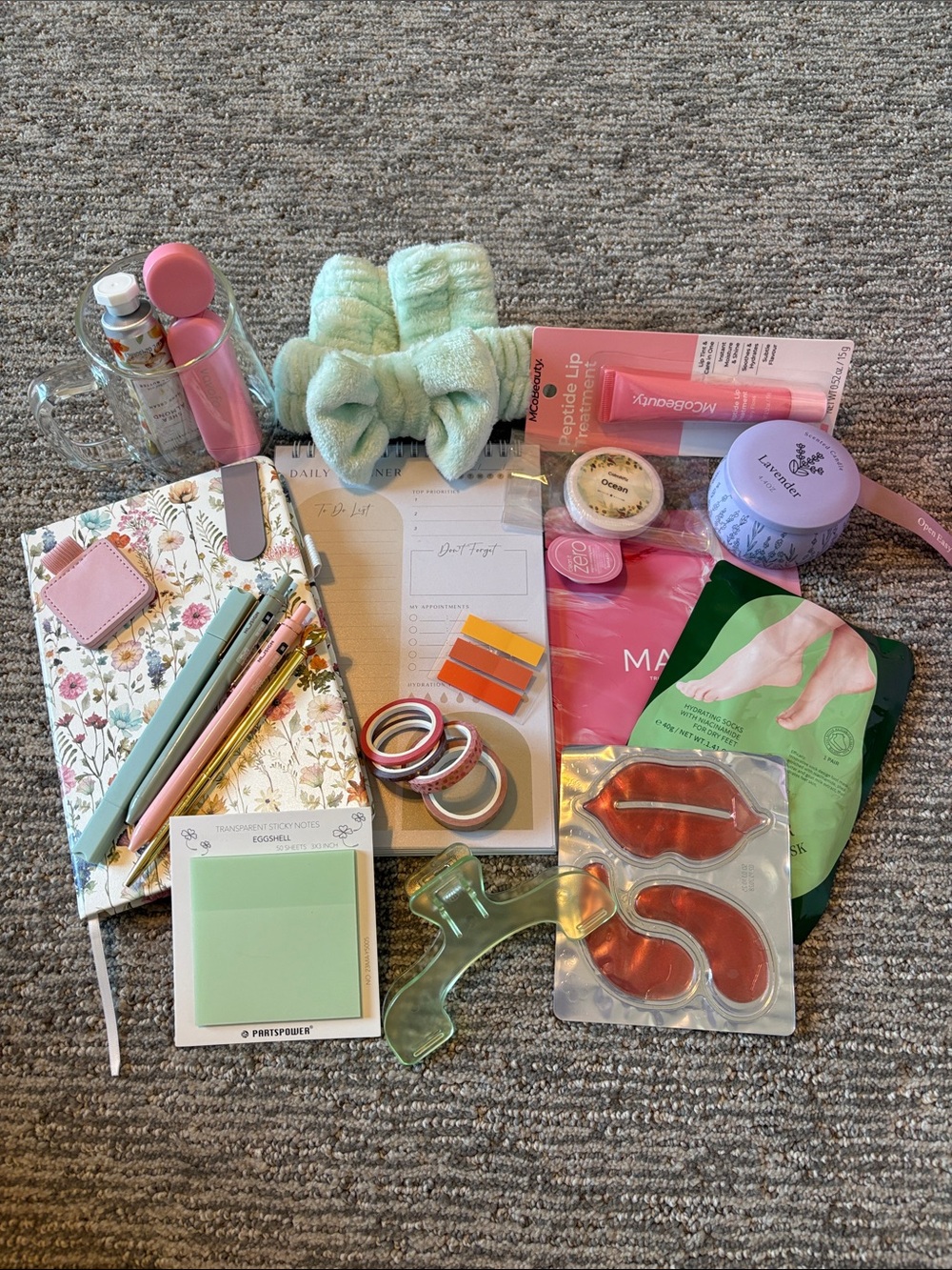 Self Care Gift Box. Pastel Pen and Accessory Set - Mint, Pink - Picture 11 of 12